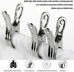 Handdoekclip, RVS strandhanddoekharingen kleding grote winddichte clips houden uw handdoek tegen wegblazen (10 stuks 8,9 * 0,4 * 1,8 cm) — thumbnail 5