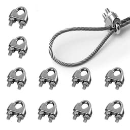 SnelShoppen - 10 Stuks Kabelklemmen 3mm, RVS Draad Kabel U-Beugel Klemmen, Stevige Rope Beugel voor Kledinglijn, Zonnedoek, Stalen Draad Bevestiging — thumbnail 1