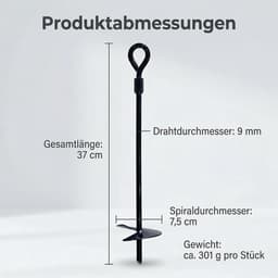 Grondanker 37 cm - Heavy duty koolstofstaal - Spiraalvormig - Weerstaat sterke wind - ShopVlot — thumbnail 5