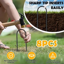 Dailygoods- Grondankers 30 cm - 8 Stuks - Tuinharingen/Staken - Membraanharingen - Voor Harde Vloeren - Voor Tuin/Camping - Tentharingen — thumbnail 3