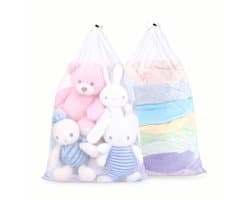 Dailygoods - Set van 2 zakken voor het wassen met trekkoord, duurzaam, slijtvast, anti-klitten, anti-beschadiging, geschikt voor wasmachine, wasmand, schoenwaszak, waszak