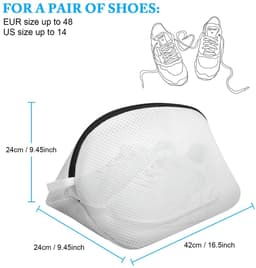 Dailygoods - Flintronic Schoenwaszak, 4 stuks herbruikbare netschoenen, waszak met ritssluiting, voor schoenen, wasmachine, schoenentas, voor sneakers, sokken, beha's — thumbnail 2