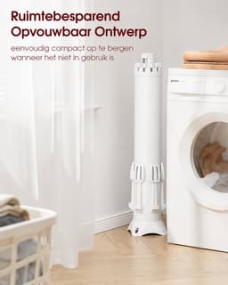 Liverna® Verrijdbaar Droogrek met Wielen – Inklapbaar – 10m Drooglengte – Wasrek voor Balkon, Tuin & Binnen – Wit — thumbnail 3