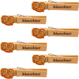 Wasknijpers met Gravure - Feestelijke Clips - Decoratief Gebruik - Gepersonaliseerde Tekst - 18 Stuks - Bruin — thumbnail 1