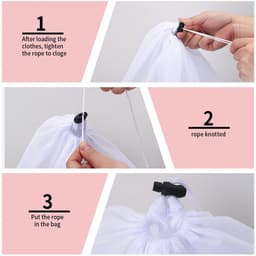 Dailygoods- Waszakken - 3 Stuks - Delicate Waszakken - Herbruikbare Waszak - Waszakken voor Kleding - Waszakken met Trekkoord - 2 Kleine (30 x 40 cm) en 1 Groot (50 cm) — thumbnail 2