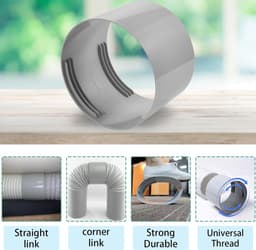 Koppelstuk Mobiele Airco Afvoerslang - Voor Ø130mm/Ø150mm Airconditioningsslang Accessoires - Slangverlenging - Goed Afdichtingseffect - Voor ramen, airconditioning, uitlaatslangkoppeling voor afvoerbuis, afzuigkap — thumbnail 5
