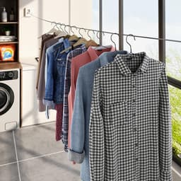Dailygoods- Waslijn Uittrekbaar 4,2 m - Wandmontage - Roestvrijstalen Staaldraad - Duurzaam - Waterdicht - Eenvoudige Installatie - Wasdroger — thumbnail 3