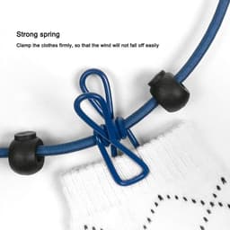 Draagbare Waslijn - Reis Waslijn - Kleding Drogen - 12 Winddichte Clips - 180 cm - Blauw — thumbnail 2