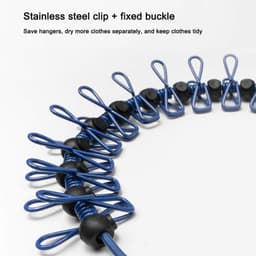Draagbare Waslijn - Reis Waslijn - Kleding Drogen - 12 Winddichte Clips - 180 cm - Blauw — thumbnail 3