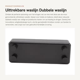 Dailygoods- Waslijn Uittrekbaar 30 Meter - Dubbele Waslijn - Roestvrij Staal - Veiligheidsdesign - Voor Balkon - Ruimtebesparend - Kledinglijn — thumbnail 1