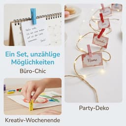 Dailygoods- Wasknijpers 100 stuks - Houten Mini-wasknijpers - Decoratieve Knijpers - Fotoklemmen - Natuurlijke Houten Klemmen - Veelkleurig — thumbnail 2