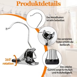 Dailygoods- Wasknijpers 40 Stuks - Roestvrij Staal - 360° Draaibaar - Antislip - Duurzaam - Geschikt voor Binnen/Buiten - Klemmen — thumbnail 2
