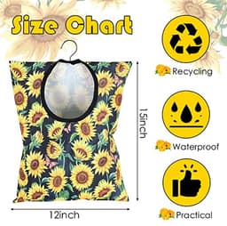 Wasknijper Tas - Opberghouder - Was ophangen - Met draaibare haak - 38 x 28 cm - Zonnebloem — thumbnail 4