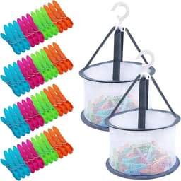 Wasknijpers Set - Kledingklemmen Mand - Kleding Drogen - Spoorloos Winddicht - 48 Stuks - Multicolor — thumbnail 1