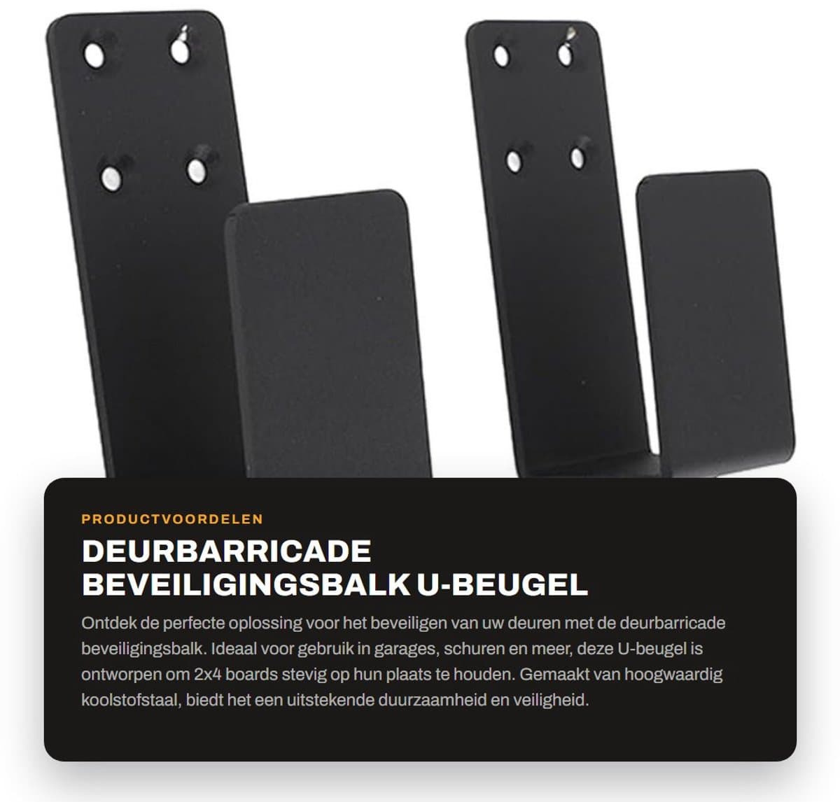 Dailygoods- Deurbarricade Set van 2 - U-beugel Houder - Koolstofstaal - Eenvoudige Installatie - Voor Garage/Barn - Versterkt Deurbeveiliging - Deurbeschermer — afbeelding 1