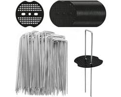 Onkruidvlieshaken Set - Zilver - 150 mm - Verzinkte U-vormige Tuinharingen - Voor Tuin en Camping