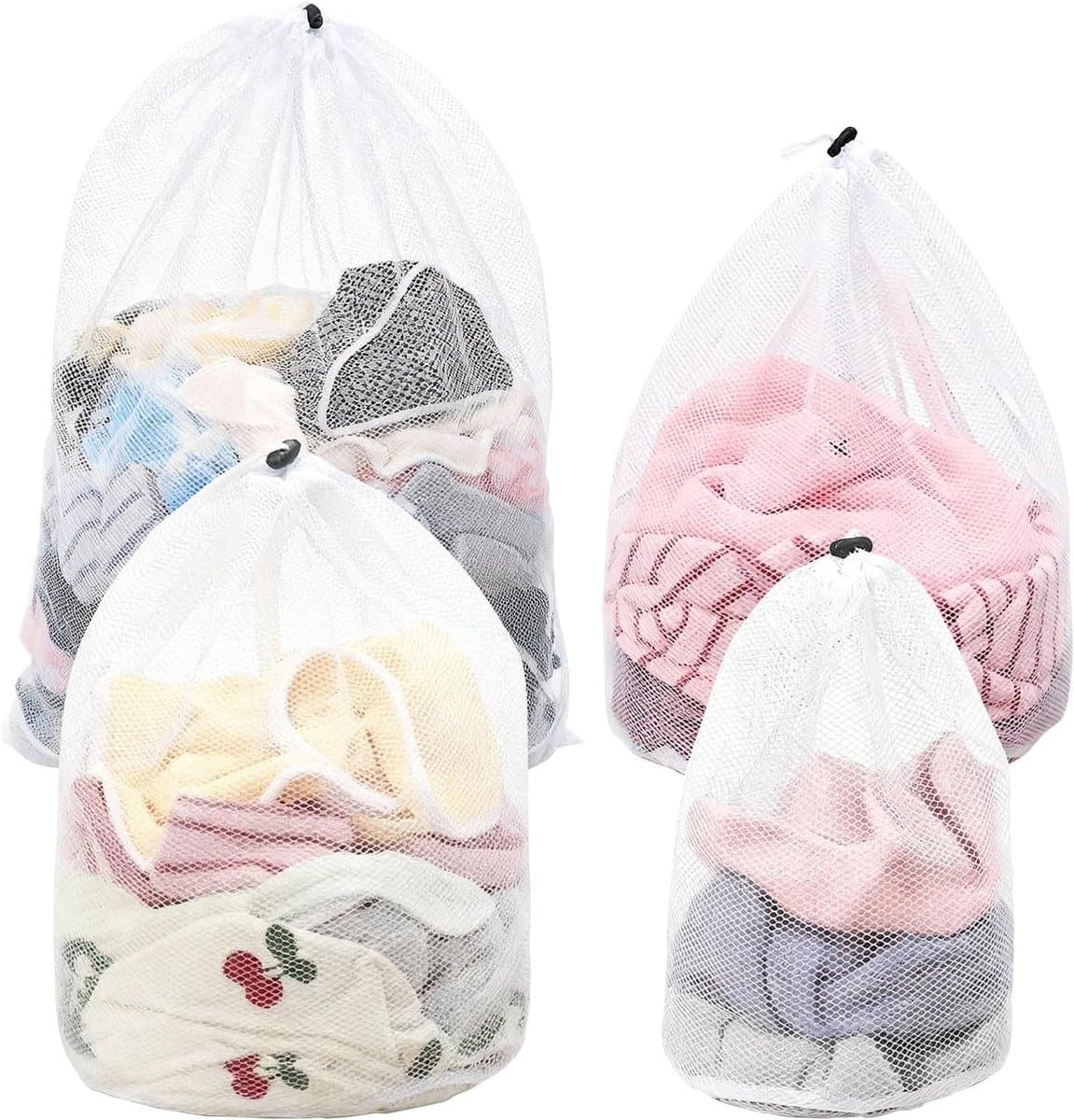 Wasmachine wasnetten set van 4 - waszakken met koordstopper voor beddengoed, kleding en dekens in diverse maten, ideaal voor delicate was en bescherming tijdens het wassen — afbeelding 1