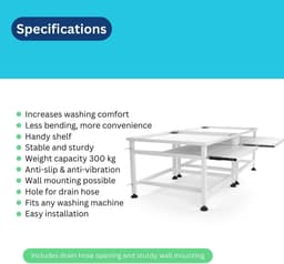Wasmachine Verhoger - Opbouwmeubel XL - Ergonomische Wasruimte - Uitschuifbaar Plateau - 63 x 126 cm - Wit — thumbnail 5