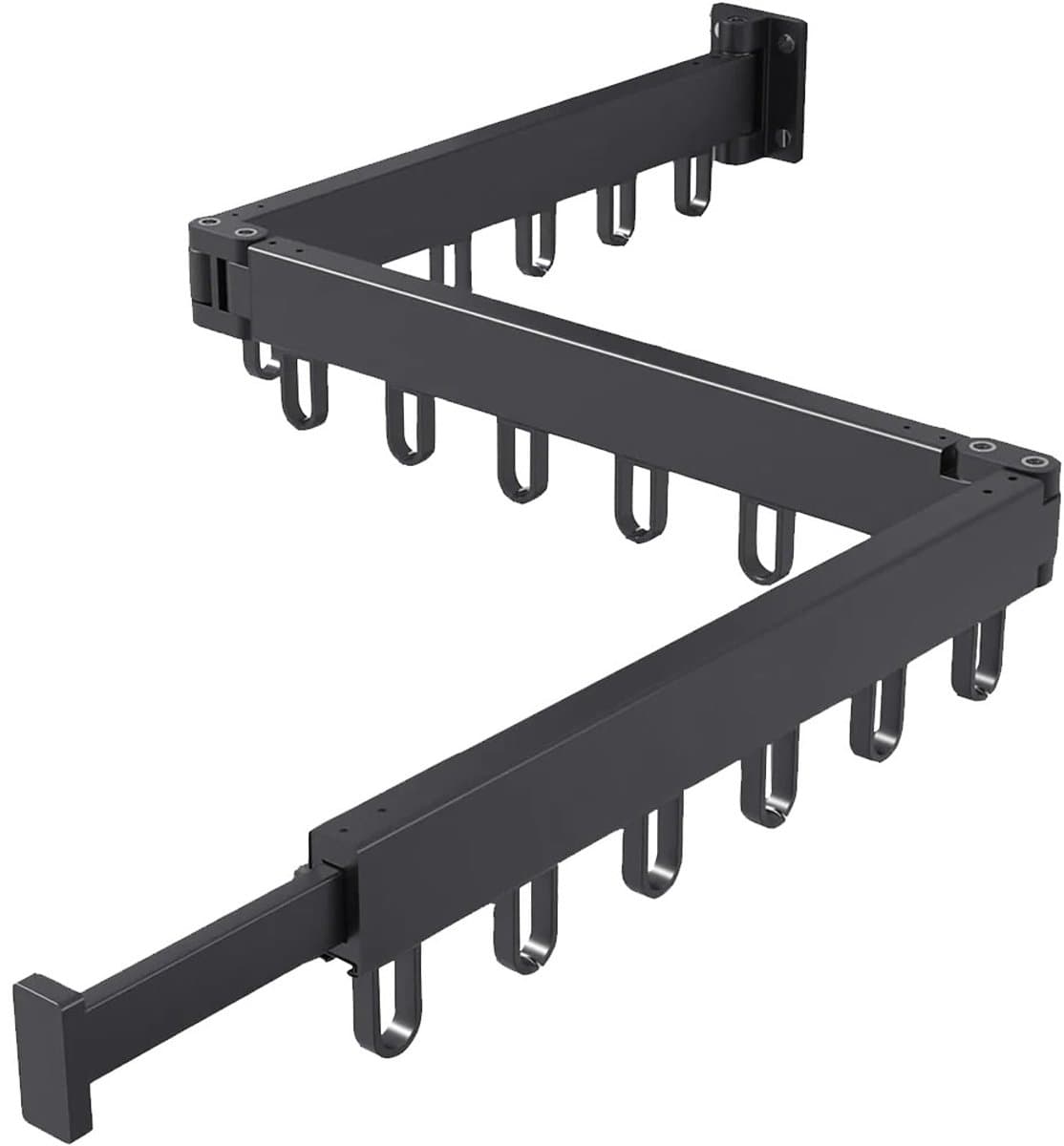 MV labels - Uittrekbaar droogrek - Ruimtebesparend - 18 anti-windhaken - Zwart — afbeelding 1