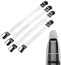 Elastische strijkplankovertrekspanners, hoekhouders voor lakens, klemmen voor lakens/bankhoezen/tafelkleden, laarzenclips, broekspijpklemmen (wit, 4 stuks) — thumbnail 1