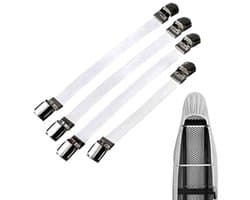 Elastische strijkplankovertrekspanners, hoekhouders voor lakens, klemmen voor lakens/bankhoezen/tafelkleden, laarzenclips, broekspijpklemmen (wit, 4 stuks)