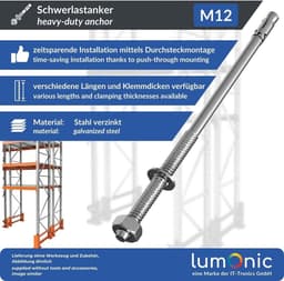 Zwaar Uitgevoerde Ankers - Wigankers Betonanker - Bevestigen Luifels Leuningen - Gegalvaniseerd Hoge Kwaliteit - M12 x 240mm - Zilverkleurig — thumbnail 5