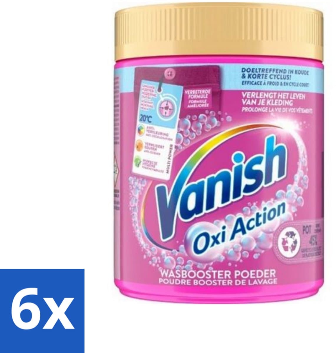 6 x Vanish Oxi Action - Vlekkenverwijderaar Poeder - Zonder Bleek - Gekleurde Was - 530 Gram - Vlekkenverwijderaar - Wasbooster - Gekleurde Was - Waspoeder - Vlekken Verwijderen — afbeelding 1