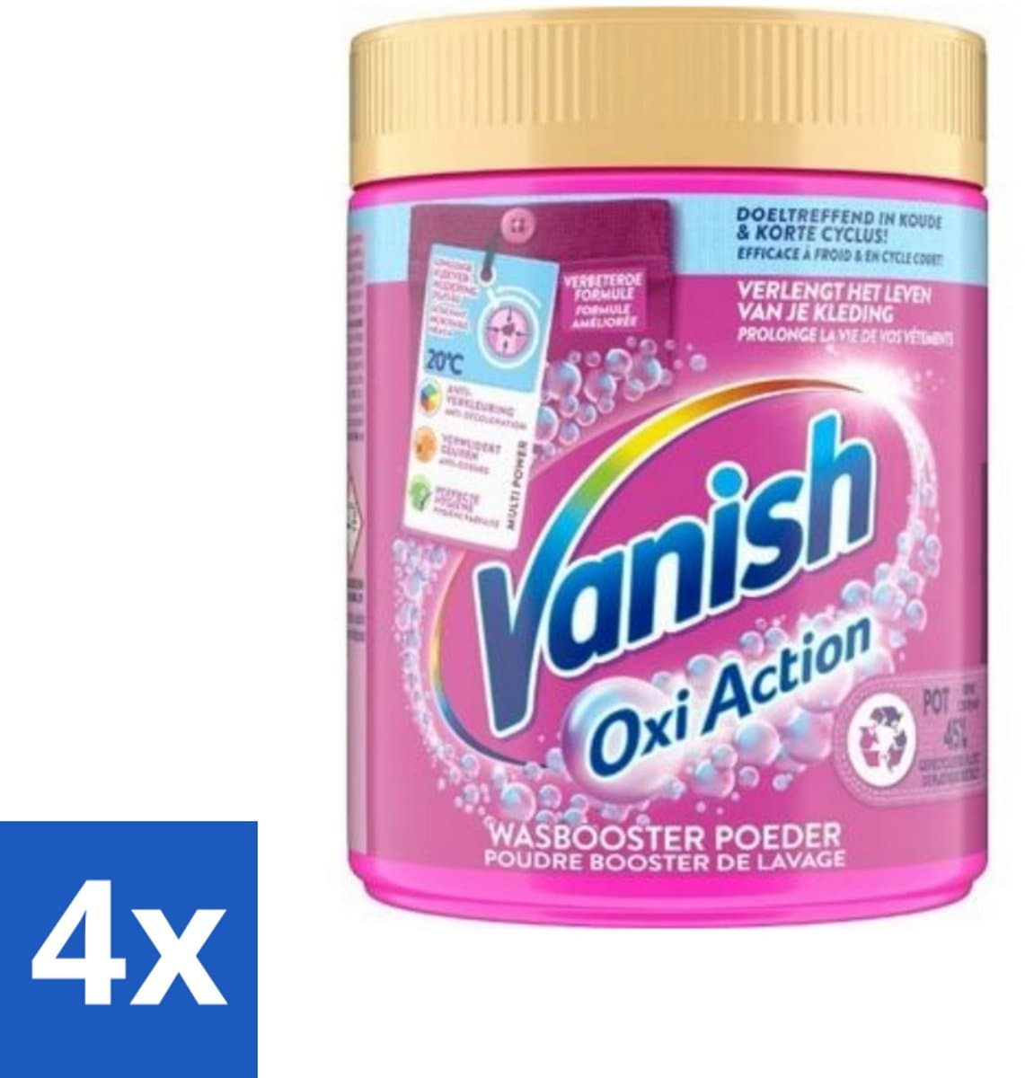 4 x Vanish Oxi Action - Vlekkenverwijderaar Poeder - Zonder Bleek - Gekleurde Was - 530 Gram - Vlekkenverwijderaar - Wasbooster - Gekleurde Was - Waspoeder - Vlekken Verwijderen — afbeelding 1