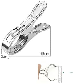 8-stuks Wasknijpers van roestvrij staal - Windbestendige wasknijpers - Strandhanddoekclips - Dekenclips - 13x2cm - Geschikt voor het drogen van kleding, strandhanddoeken, zwembadhoezen, gordijnen, dekens, enz. - Zilver — thumbnail 2