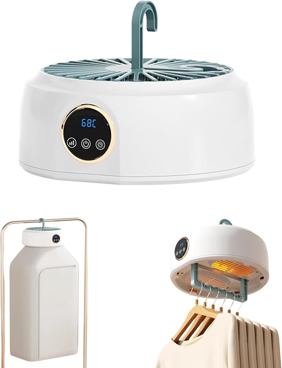 Mini Droger – Elektrische Draagbare Warmtepompdroger – Hete Luchtdroger met Timer van 1 tot 8 Uur en UV-sterilisatie – Opvouwbare Hete Luchtkast – Geschikt voor Zakenreizen en Appartementen — afbeelding 1