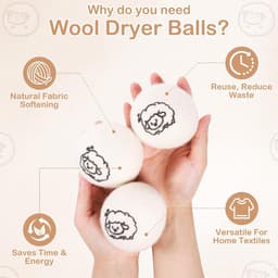 SnelShoppen - 8 Stuks Droogballen 8cm - 100% Natuurlijke Wol - Chemisch Vrij - Vermindert Kreukels en Droogtijd - Herbruikbaar en Ecologisch — thumbnail 3