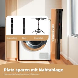 Inklapbare droogmolen - Zwart - In hoogte verstelbaar - 6 vleugels - Ruimtebesparend wasrek voor binnen en buiten — thumbnail 5