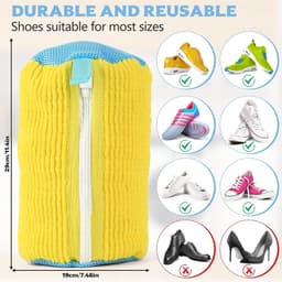 Schoenwaszak voor Wasmachine - Wit - 360° Reinigingszak met Ritssluiting - Herbruikbare Waszak voor Schoenen — thumbnail 3