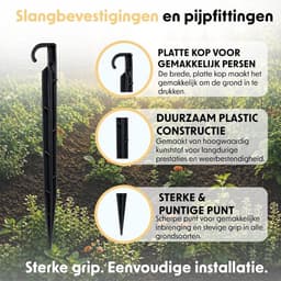 Grondanker - Zwart - 15 cm x 1,6 cm - Kunststof Bevestigingspen voor Druppelirrigatie - Set van 50 stuks — thumbnail 5
