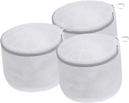 Waszakken - 3 Stuks - Wasnetten - Polyester - Bescherm je Wasgoed en Wasmachine - Netwaszakken - Waszakjes met Rits - Wasnetje - Wassorteerder - Verpakkingskubussen - Reisorganisator - Geschikt voor intiem ondergoed - 15*17cm - Grijs/Wit — thumbnail 1