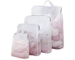 4 stuks 3D mesh waszakken met ophanghengsels (S/M/L/XL) - Duurzame waszakken met rits voor delicate was, schoenen en grote hoeveelheden kleding - Ruimtebesparend opvouwbaar ontwerp — afbeelding 1