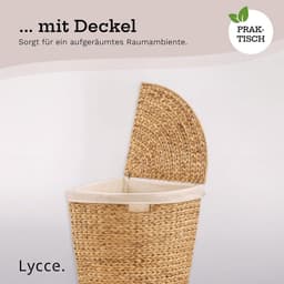 Ruimtebesparende hoek wasmand van waterhyacint met deksel en katoenen waszak — thumbnail 2