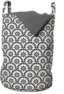 ABAKUHAUS abstracte waszak, monotone ronde lakens, wasmand met handgrepen, trekkoordsluiting voor wasserettes, antracietgrijs en wit — thumbnail 4