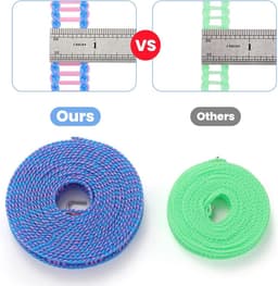 Verbeterde 3-pack waslijn - 16ft, winddicht, antislip en verstelbaar voor binnen en buiten gebruik — thumbnail 5
