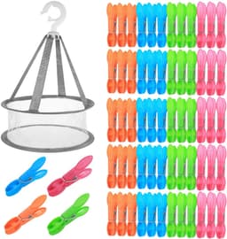 IMPERATORIS® Wasknijpers Kunststof - Waslijnklemmen - Extra Sterk - Soft Grip - Laat Geen Afdruk Achter - Weerbestendig - Set van 60 - Groen, Oranje, Roze, Blauw — thumbnail 1