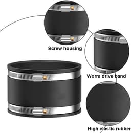 Flexibele rubberen buisconnector met Ø 125 mm - Geluidsdempend en roestvrijstalen klemmen - Voor buisventilatoren — thumbnail 3