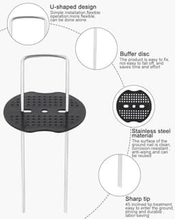 Grondankers voor Tent en Tuin - 50 Stuks met Bufferschijven - 150 mm Lang, Roestvrij Staal — thumbnail 4