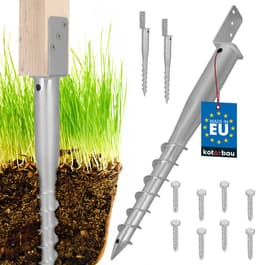 KOTARBAU® Paalhouder met Punt - Paalhouder om in de Grond te Slaan 735 mm 2 stuks - Paalhouder voor Schutting - 63x60 mm - Verzinkt Staal - Zilver — thumbnail 1