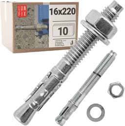 LUN FIX - Boutankers 16x220 mm - 10 stuks - verzinkt staal - beton, pergola, hek, poortbevestiging — thumbnail 1