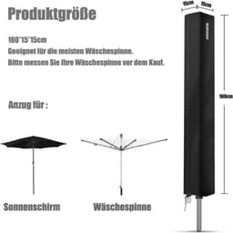 Weerbestendige beschermhoes voor droogmolen - rits en trekkoord, UV-bestendig en scheurvast 420D Oxford — thumbnail 5