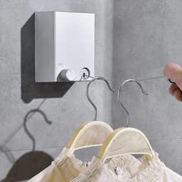 Cosensi - 2 stuks intrekbare waslijn voor binnen en buiten, wandmodel waslijn, heavy duty waslijnen voor wasserij balkon, zilverkleurig — thumbnail 4