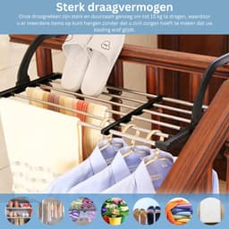 ZRSS® Wasrek Hangend Trapgat - Droogrek Ophangbaar - Voor Radiator, Deur, Balkon - Uittrekbaar - 42-73 cm - Roestvrij Staal — thumbnail 4