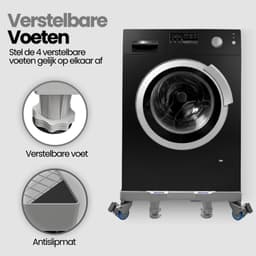 Caimco Wasmachine Verhoger met Wielen - Verstelbaar Opbouwmeubel & Wasmachine Sokkel - Draagkracht 300KG - Anti-Tril & Geluiddempend Onderstel - Geschikt voor Wasmachine, Droger, Koelkast & Vaatwasser — thumbnail 2