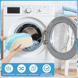 EGoods - Herbruikbare schoenwaszakken voor wasmachine - Set van 2 - Groot formaat met ritssluiting - Wit en blauw - 40,5 x 27 cm — thumbnail 3