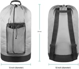 Elkuaie Waszak Rugtas Grijs - Durable 600D Oxford - Trekkoord Sluiting + Mesh Vak - 1 Stuk - Voor Studentenhuis & Reizen — thumbnail 5